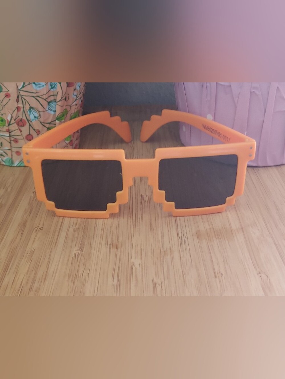 Orange Pixel-Frame Kids Sunglasses
